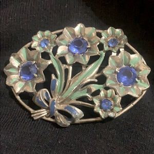 Antique 1930/40s Potmetal Rhinestone Brooch
